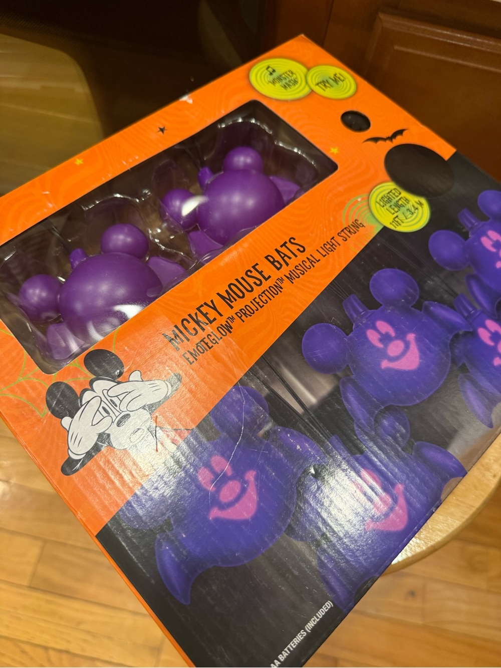 Disney Purple Mickey Mouse Bat LED Light String NWT!